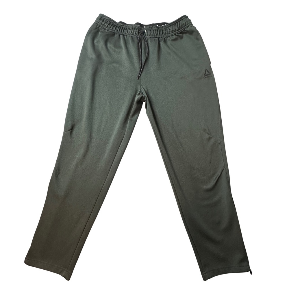 Reebok Joggers Mens XL Green Track Pants Ankle‎ Zip Tapered Athletic REM223PA38